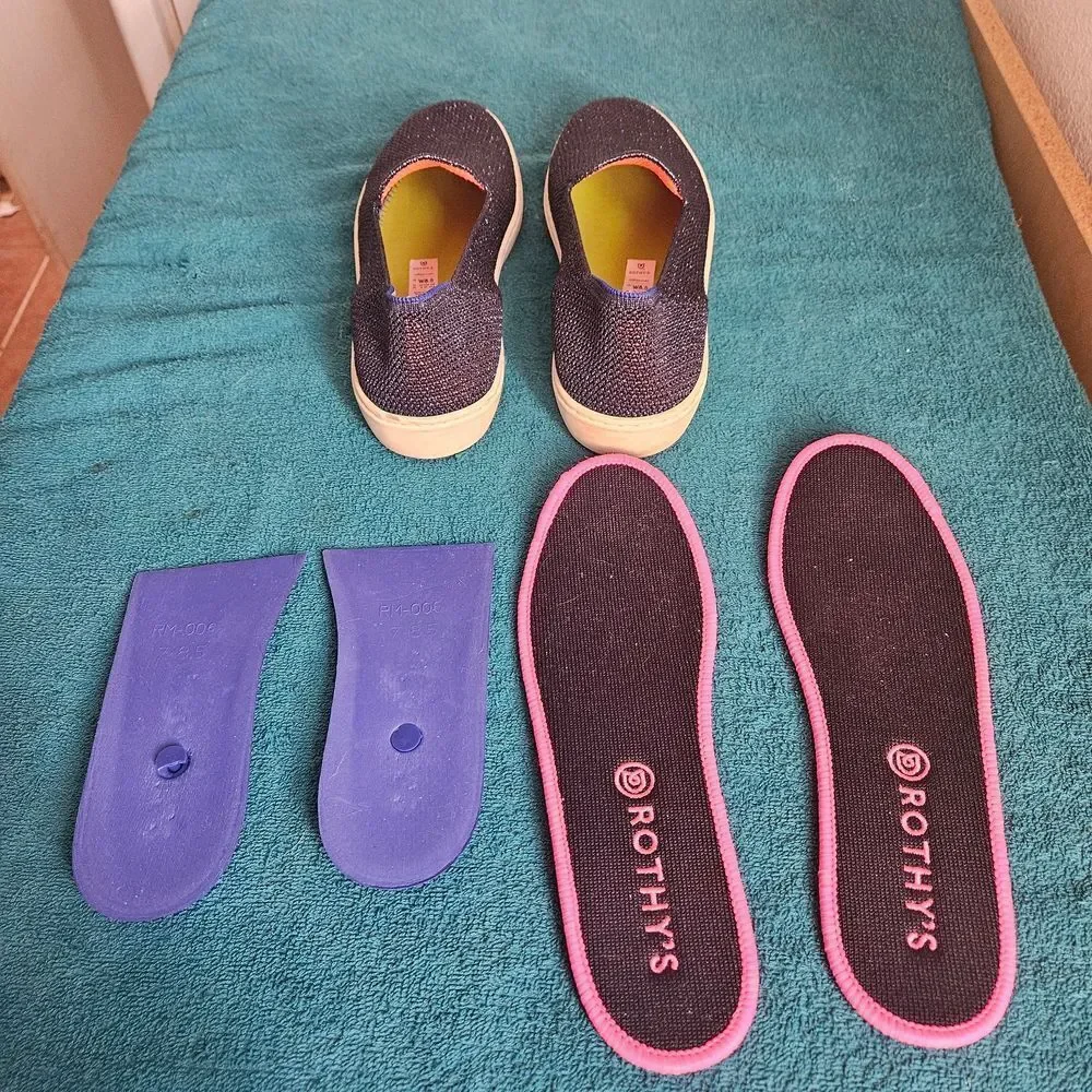 Rothy’s The Sneaker Slip On Galaxy Metallic Navy Sparkle Blue Halo Size 8.5W
